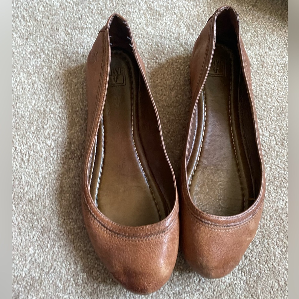 FRYE Carson Ballet Flats 7.5 Cognac